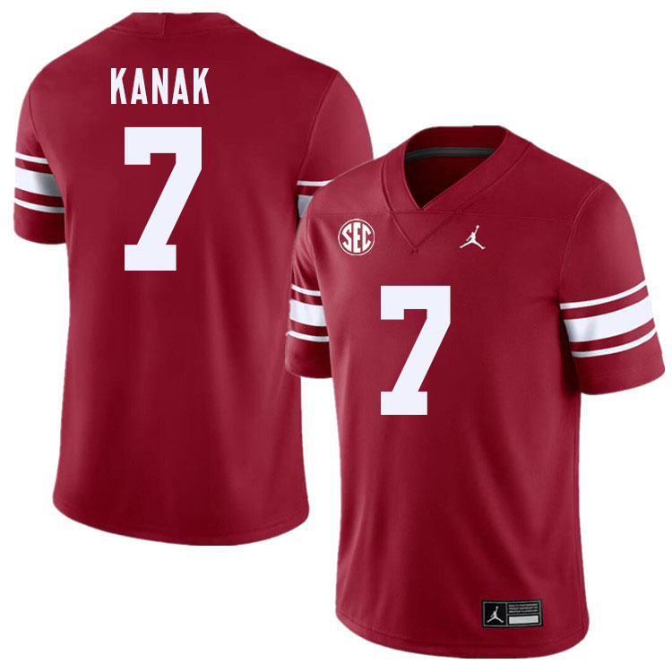 Men #7 Jaren Kanak Oklahoma Sooners 2024 SEC Conference College Football Jerseys-Throwback